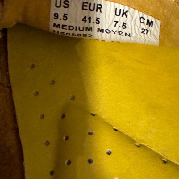 Hush Puppies teal skin leather loafer flats US9.5 mustard yellow - Picture 2 of 3